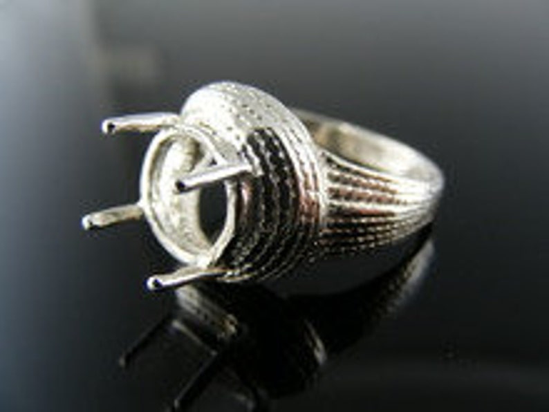 D5520 Sterling Silver Ring Setting 9.5 MM Round Stone Size 7.5