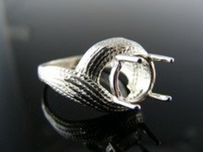 D5520 Sterling Silver Ring Setting 9.5 MM Round Stone Size 7.5