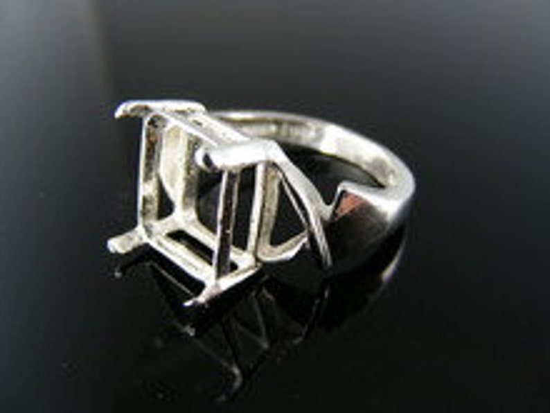 Size 6.25 DR28 Sterling Silver Ring Setting 12x10 MM Emerald Stone