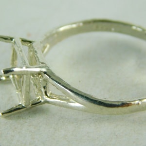 6446 Sterling Silver Ring Setting, 9x7 Emerald Cut Faceted Gemstone, Size 8.25, [Free Shipping and Sizing]