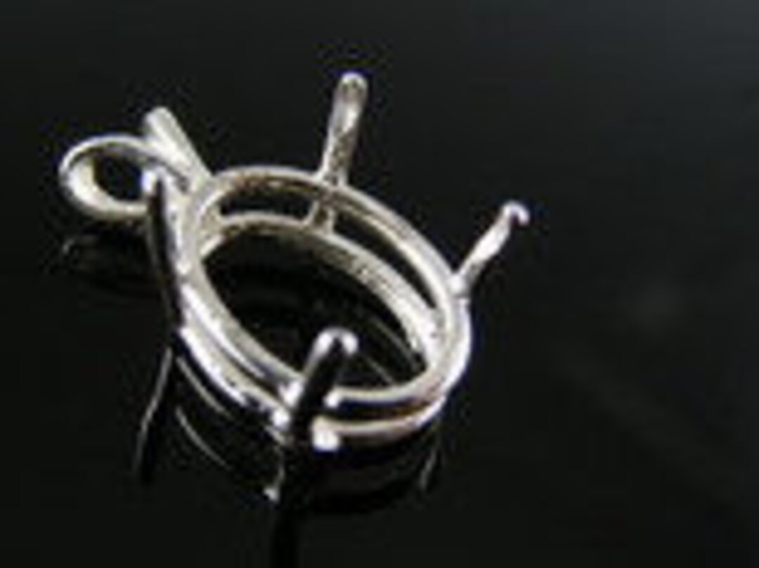 P3 Sterling Silver Pendant Setting, 12x10 Mm Oval Faceted P3 Sterling Silver Pendant Setting, 12x10 Mm Oval Faceted