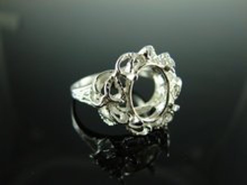 D6073 Ring Setting Sterling Silver Size 7.25 11x9 Oval Gemstone