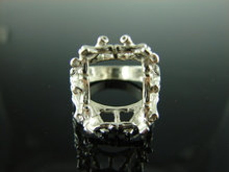 D5740 Ring Setting Sterling Silver Size 8.25 14x12mm Emerald Cut Gemstone