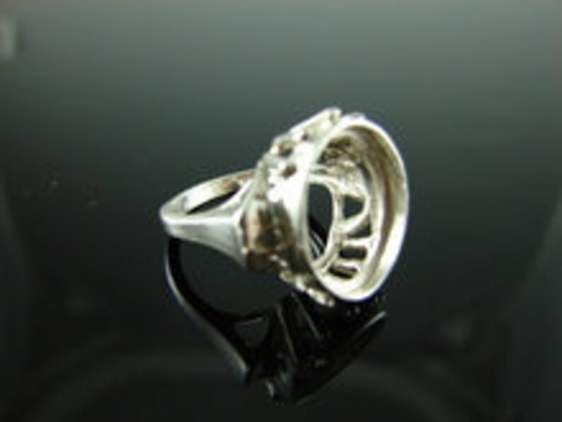 14x12mm Oval Cab or Faceted Gemstone D3740 Ring Setting Sterling Silver Size 4.75