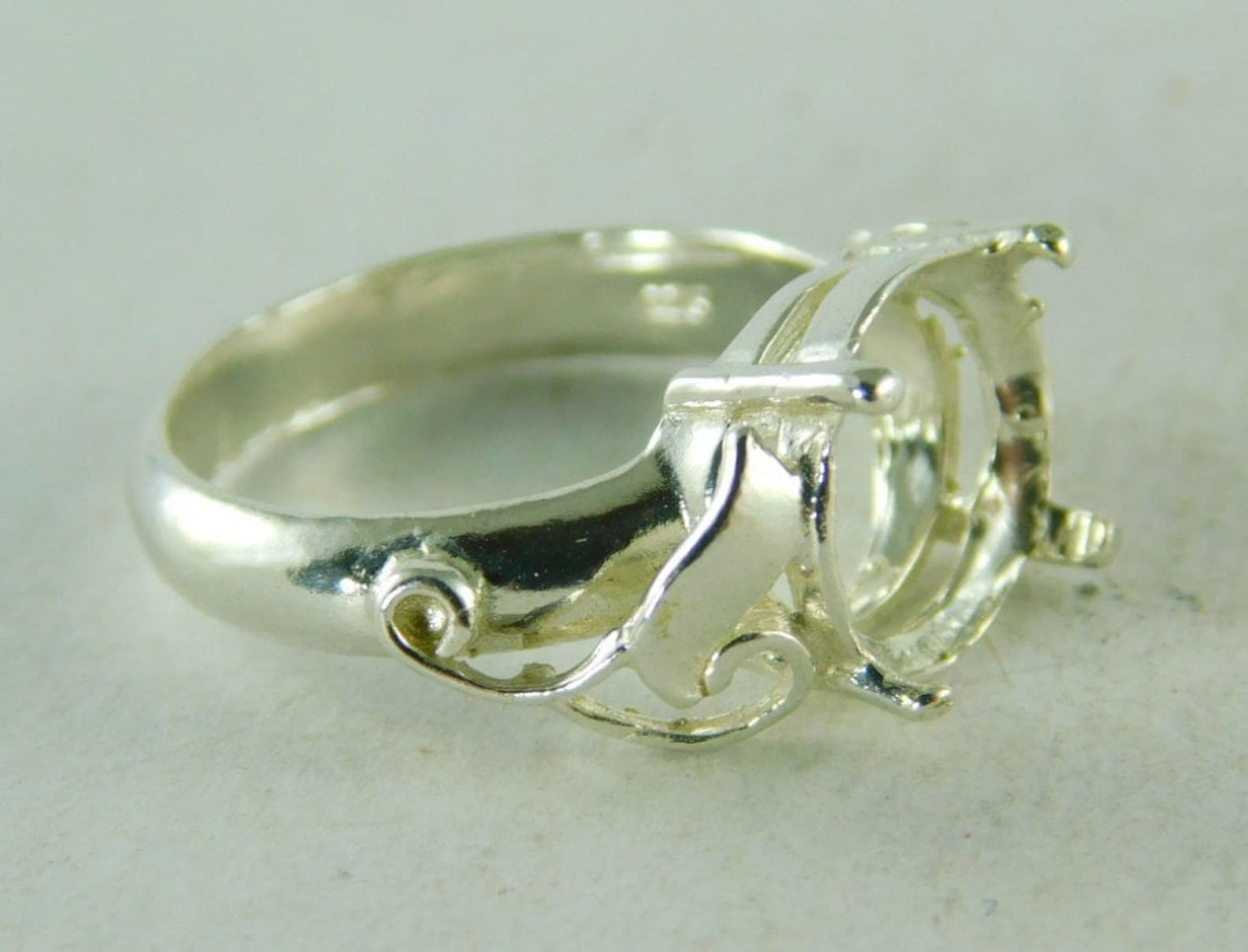 6418 Sterling Silver Ring Setting 10 Mm Round Faceted Etsy