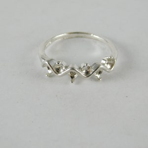 6668 Sterling Silver Ring Setting, Multi-Stone (6) 3mm Rd Faceted, Size 8.5 [Free Sizing & Shipping]