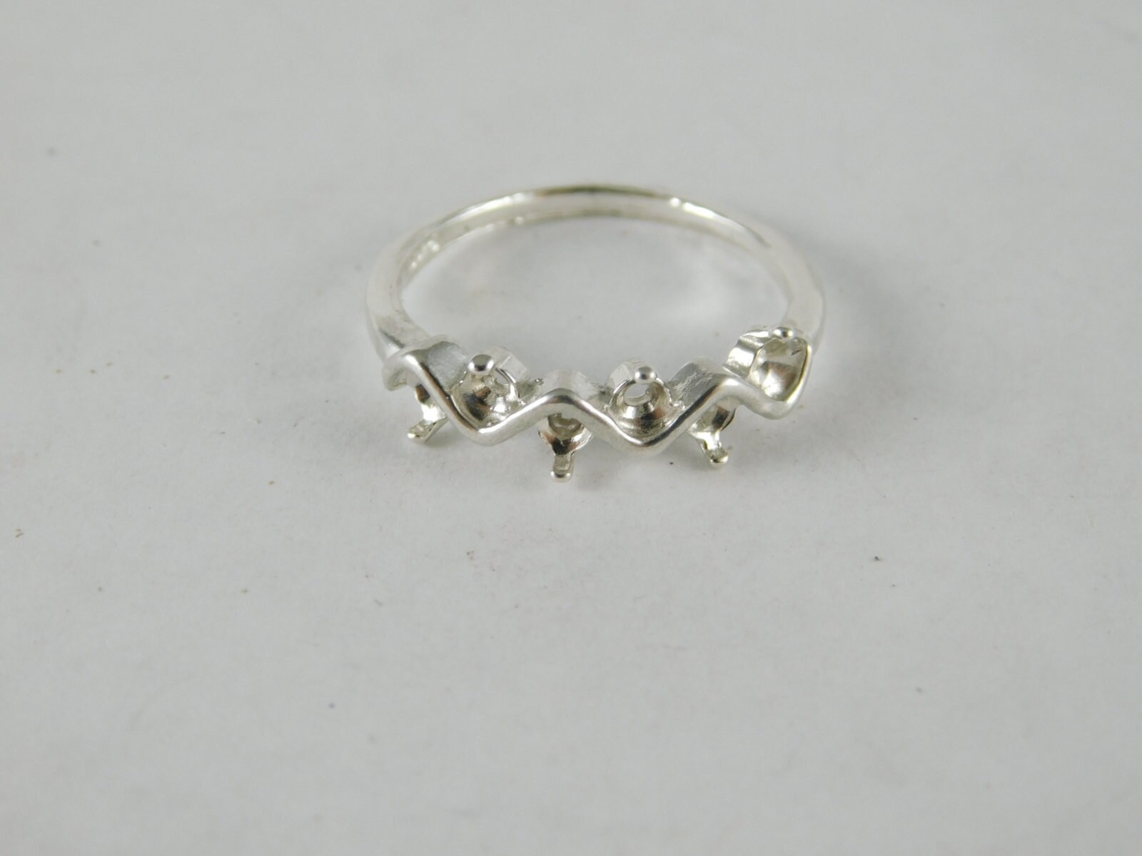 6668 Sterling Silver Ring Setting, Multi-stone (6) 3mm Rd
