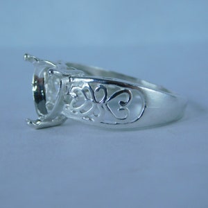 6838 Sterling Silver Ring Setting, 10mm Heart Faceted, Size 8.25 [Free Shipping & Sizing]