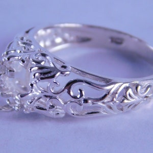 6281 Sterling Silver Filigree Ring Setting, 7 MM Square Faceted Gemstone, Size 8 [Free Shipping and Sizing]