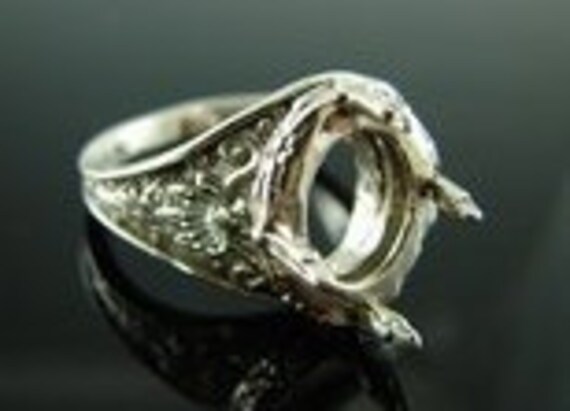 6018 Sterling Silver Ring Setting, 11x9 MM Oval Faceted or
