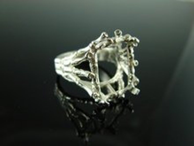 D5740 Ring Setting Sterling Silver Size 8.25 14x12mm Emerald Cut Gemstone