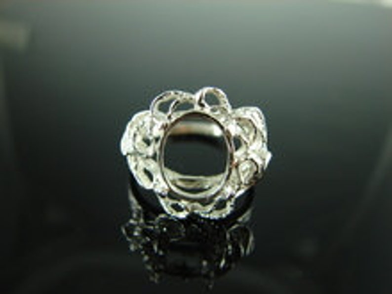 D6073 Ring Setting Sterling Silver Size 7.25 11x9 Oval Gemstone