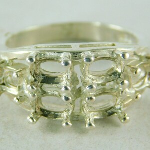 6443 Sterling Silver 6 Stone Ring Setting, 6-5x4 mm Oval Faceted or Cabochon Gemstone, Size 7.25 [Free Shipping and Sizing]