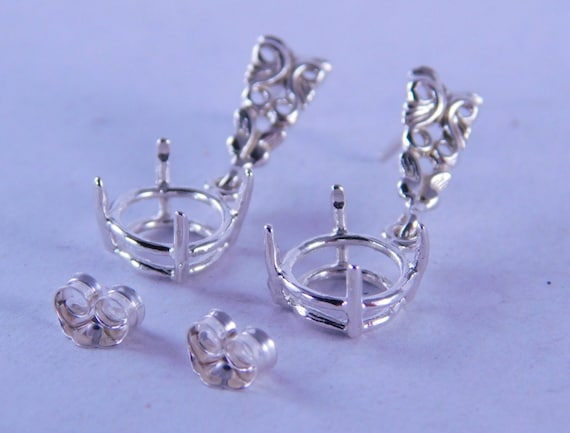 Sterling Silver 7mm Gemstone Filigree Bezel Post Earrings Sterling Silver 7mm Gemstone Filigree Bezel Post Earrings