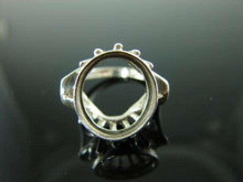 14x12mm Oval Cab or Faceted Gemstone D3740 Ring Setting Sterling Silver Size 4.75