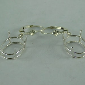 6585 Sterling Silver Earrings with Lever Backs, 16x12 MM Oval Setting