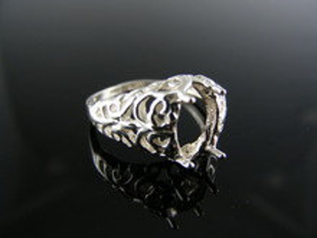 thumbnail image 2 of 12x6mm Shallow Marquise Sterling Silver Ring Setting – Pre-Notched, Size 7 2 of 5
