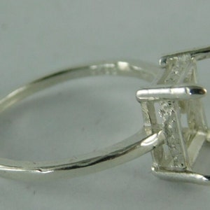 6558 Sterling Silver Ring Setting, 10x8 mm Emerald Faceted Stone, Size 7.5