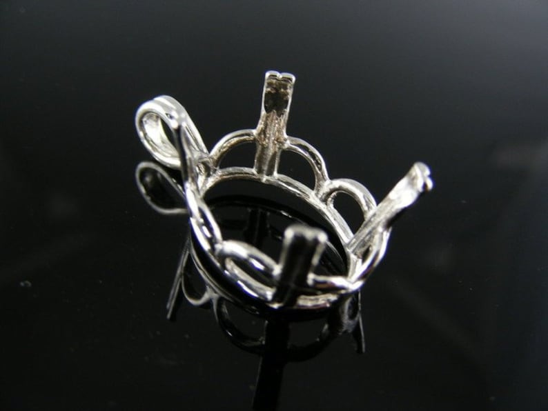 DP32 Pendant Setting Sterling Silver 16X12MM Oval Stone