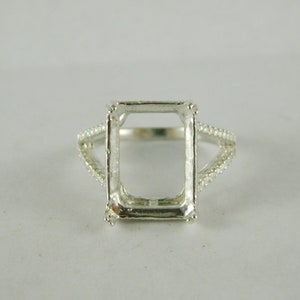6677 sterling zilveren ringinstelling, 16x12 smaragd gefacetteerd, maat 7 [gratis maat & verzending]