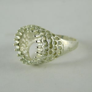 6649 Sterling Silver Ring Setting, 10mm Round Faceted, Size 7