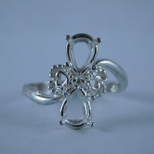 6744 Sterling Silver Ring Setting, (2) 7x5 Pear Faceted, Size 7 [Free Shipping & Sizing]