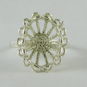 6664 Sterling Zilveren Ring Instelling, 16x12 mm Ovaal Faceted, Maat 8.5