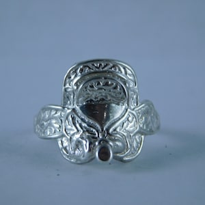 6723 Sterling Silver Ladies Saddle Ring, Size 7.5, [Free Shipping, No Free Sizing]