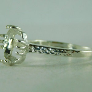 6396 Sterling Silver Ring Setting, 10x8 Emerald Cut Faceted Shallow or Cabochon Size 8.5 [Free Shipping and Sizing]