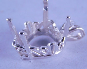 6290 Sterling Silver Heart Pendant, 15 mm Heart Gemstone, [Free Shipping]