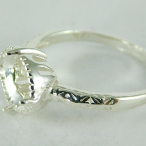 6502 Sterling Silver Ring Setting, 10x8 MM Oval Faceted Gemstone, Size 7.25, [Free Shipping and Sizing]