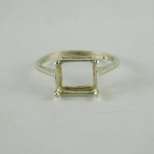 6654 Sterling Silver Ring Setting, 10x8 Emerald Cut Faceted, Size 10.25