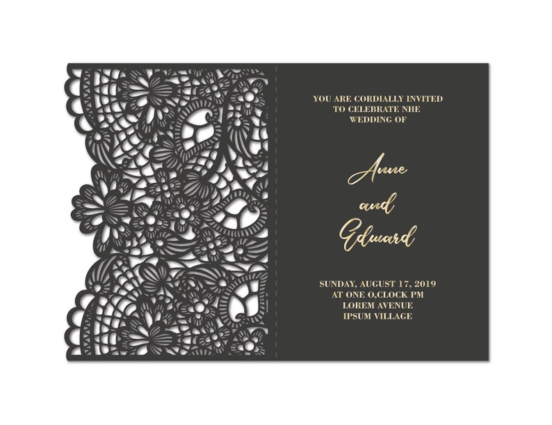 files Cricut cutting machines Ornamental Laser cut Gatefold Wedding Invitation Card Template 5*7 SVG for Silhouette Cameo CDR