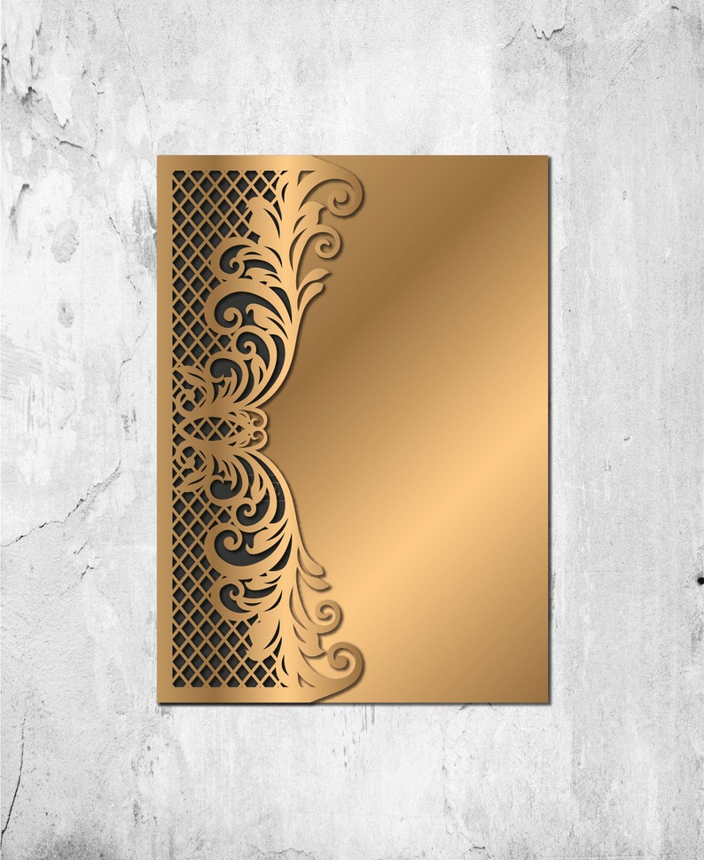 Download 5x7 Laser cut Pocket Wedding Invitation Envelope SVG ai | Etsy