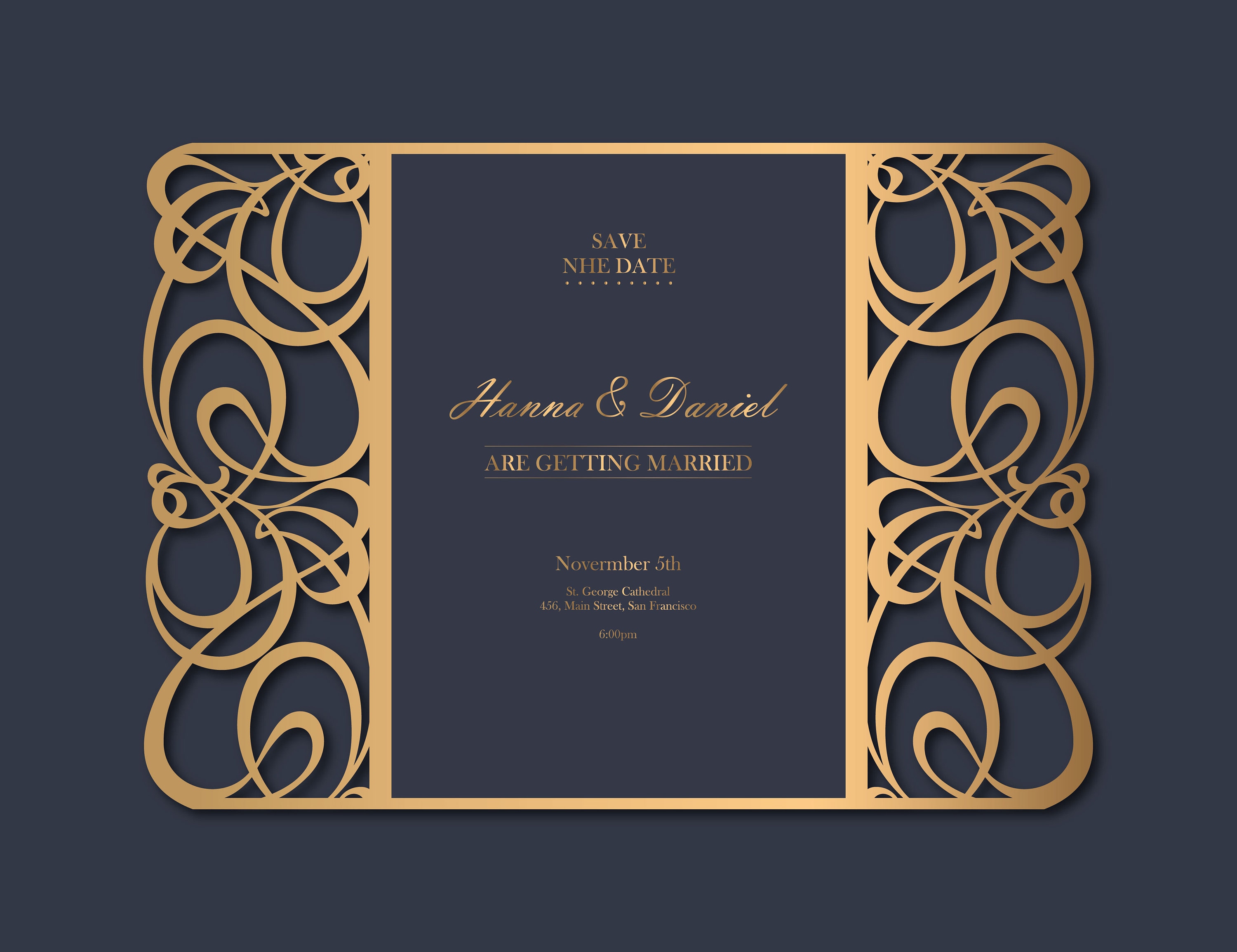 files Cricut cutting machines Ornamental Laser cut Gatefold Wedding Invitation Card Template 5*7 SVG for Silhouette Cameo CDR
