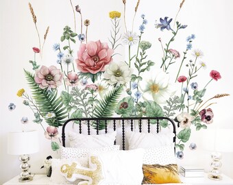 Flower Wall Decal Large flower decals Bedroom wall decor Flower wall art decor Girls wall decals Vinyl wall decal 240 Girls room decor