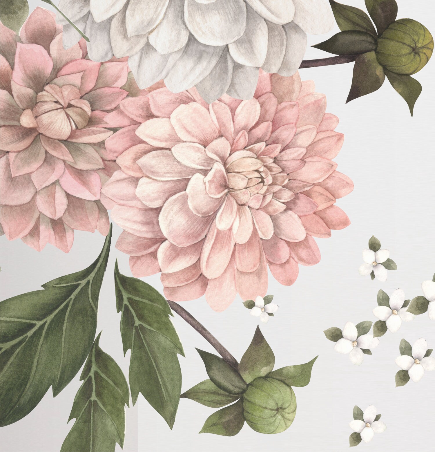 Dahlia Flower Wall Decals Jasmine Flowers Wall Art Etsy