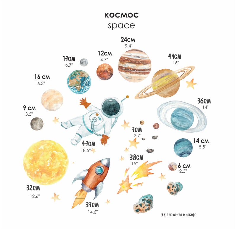 Space Themed Nursery Space Wall Decal Space Themed Nursery Etsy