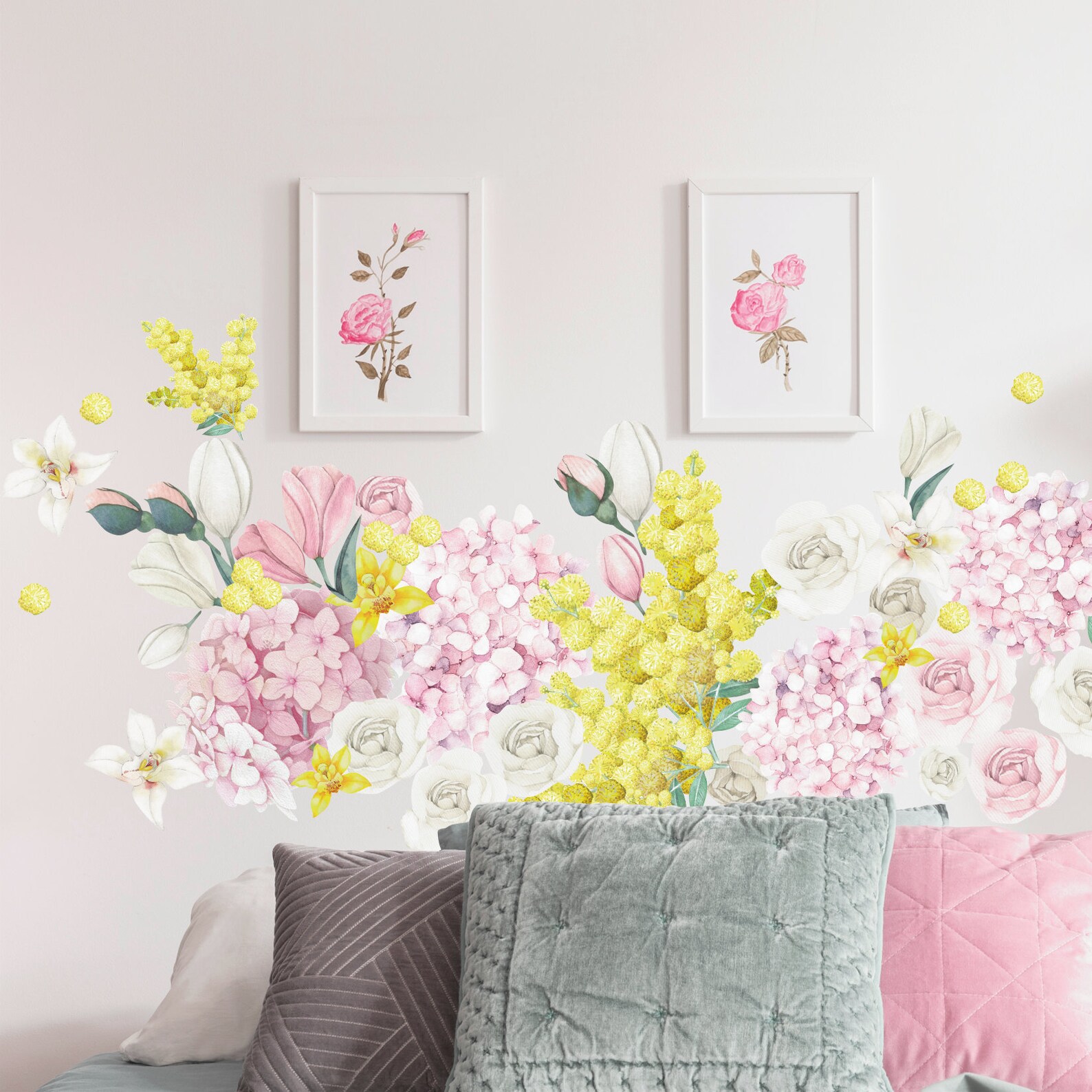 Spring Flowers Wall Decals Watercolor Flowers Wall Art Etsy