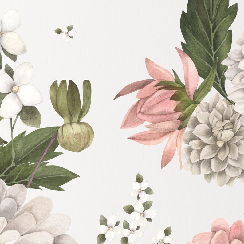 Dahlia Flower Wall Decals Jasmine Flowers Wall Art Etsy