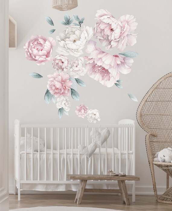 Blue Peonía Flor Pegatinas De Pared Niños Bebé Vivero Decoración Mural Calcomanía Top Blue Peonía Flor Pegatinas De Pared Niños Bebé Vivero Decoración Mural Calcomanía Top