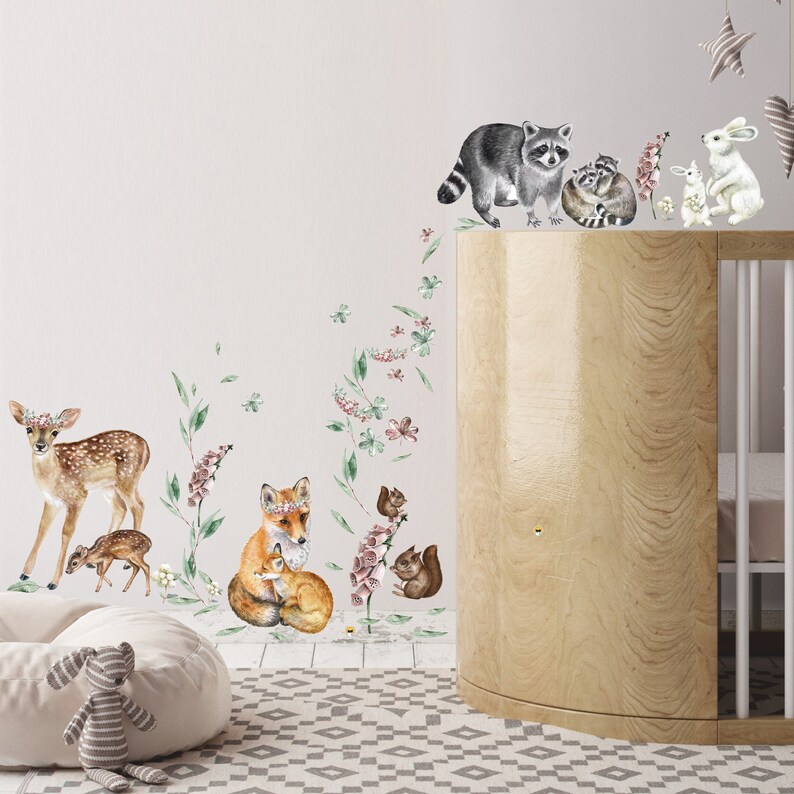 Woodland Animals Wall Decal Forest Animals Nursery Decor Etsy