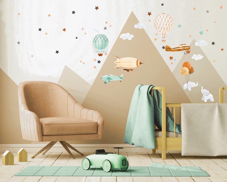 Hot Air Balloon Wall Decal Airplane Wall Decal Elephant Etsy