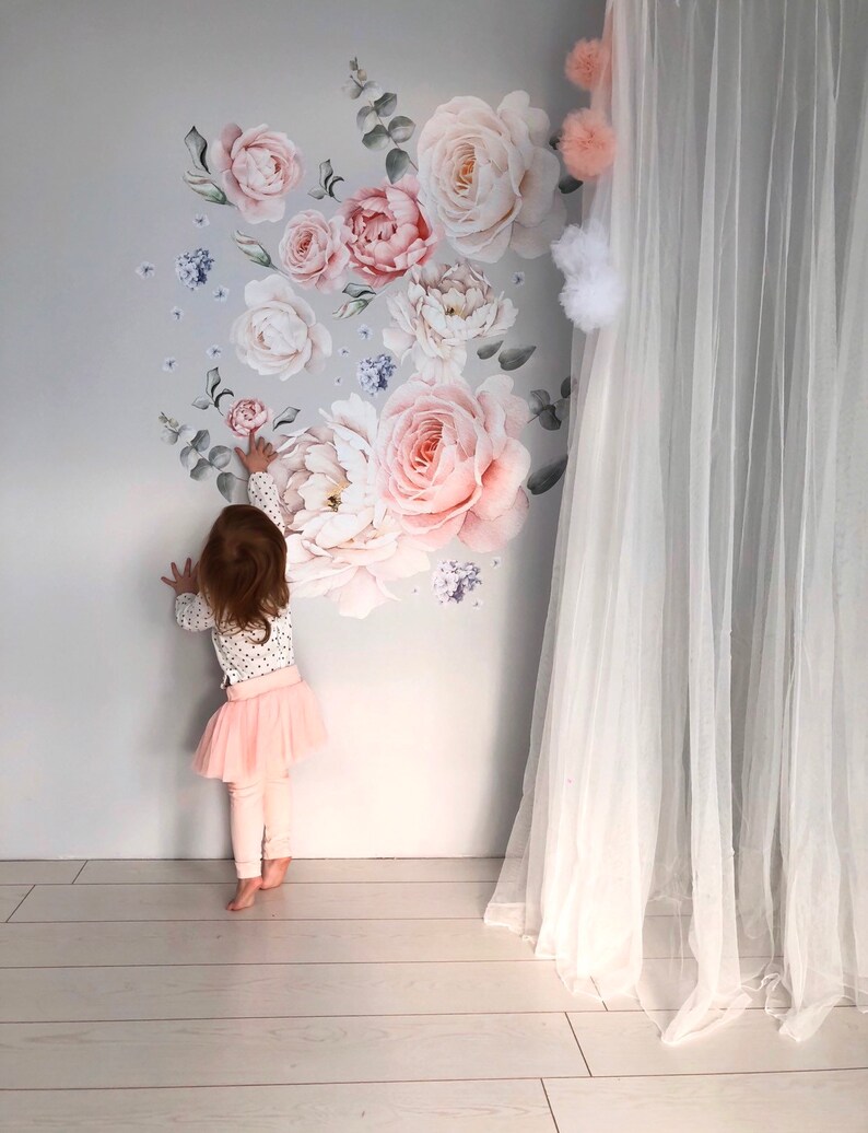 Peony Wall Decal Peony Flowers Wall Sticker Peony Nursery Etsy