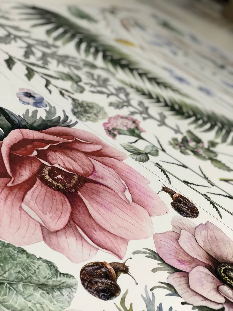 Wildflowers Wall Decals Watercolor Flowers Wall Art Wooden Etsy