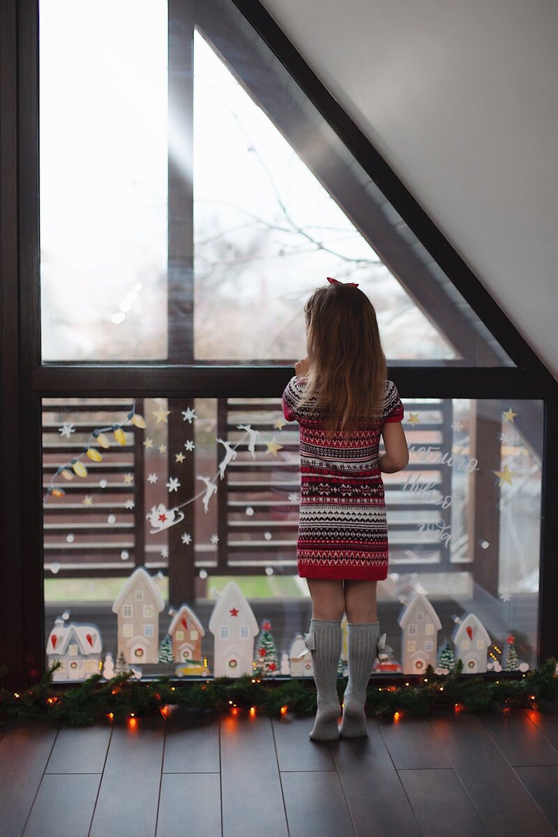 Christmas Village Wall Decals Christmas Tree Wall Stickers Etsy