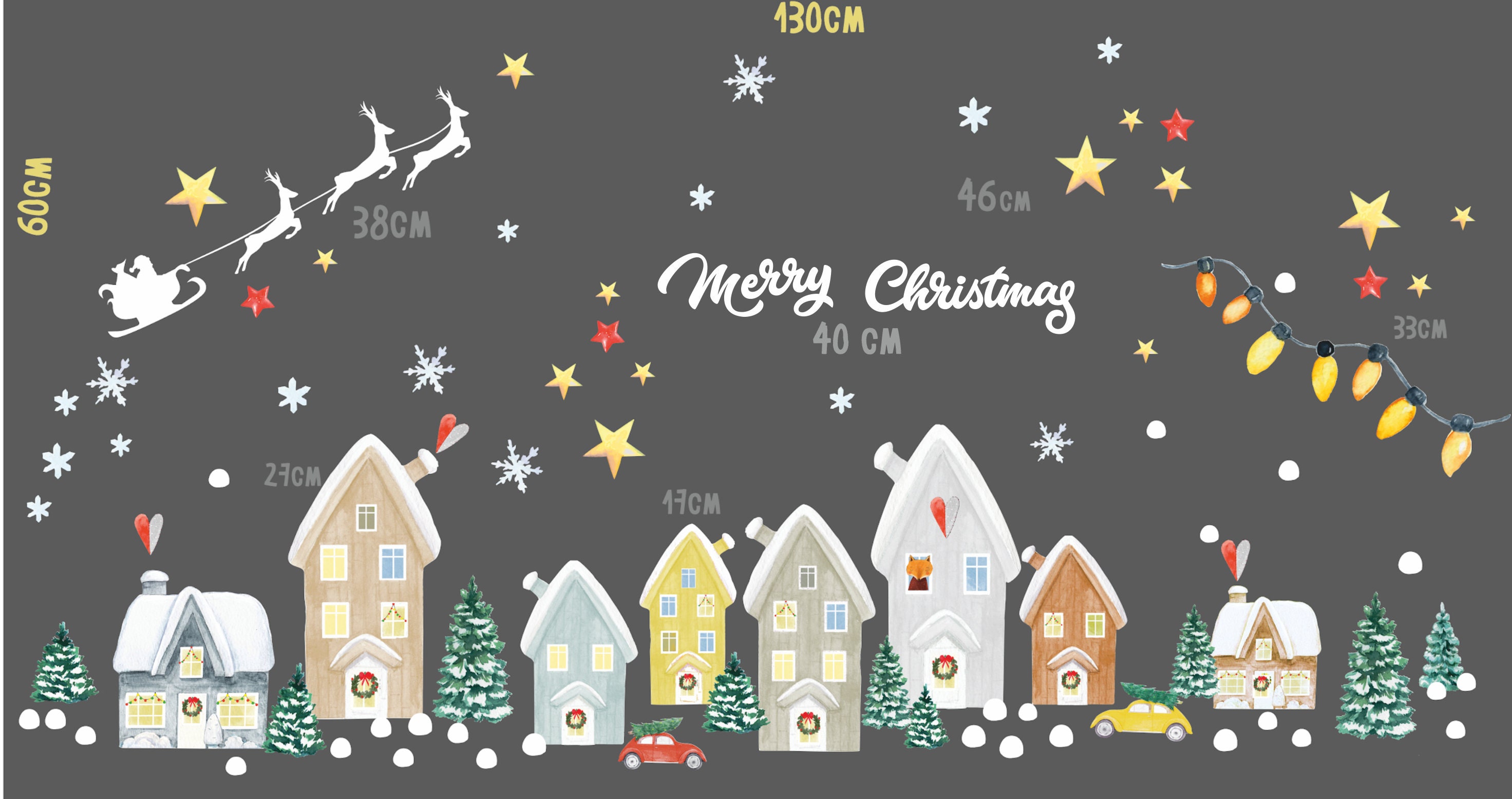 Christmas Village Wall Decals Christmas Tree Wall Stickers Etsy