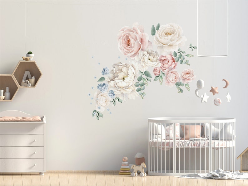 Peony Wall Decal Peony Flowers Wall Sticker Peony Nursery Etsy