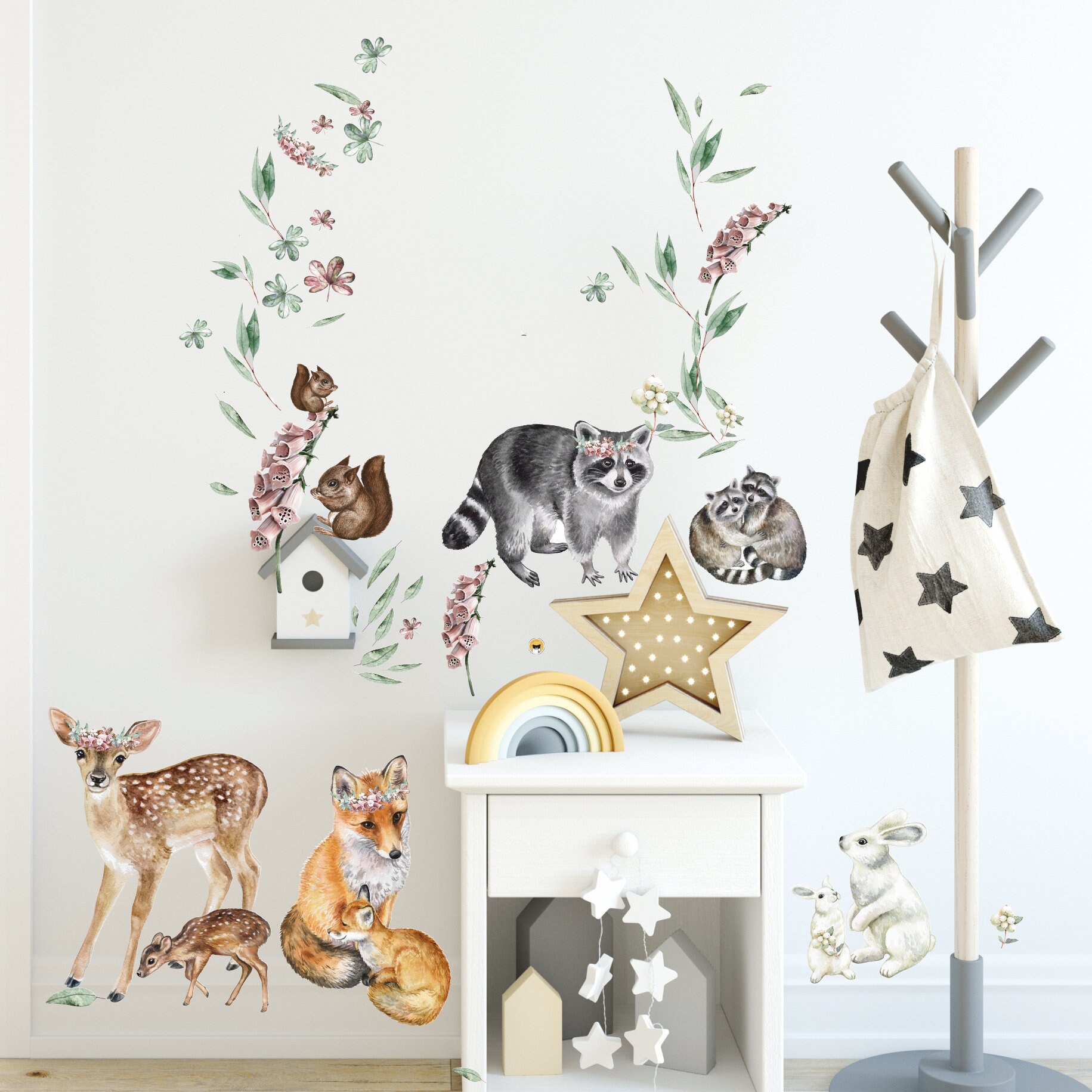 Woodland Animals Wall Decal Forest Animals Nursery Decor Etsy
