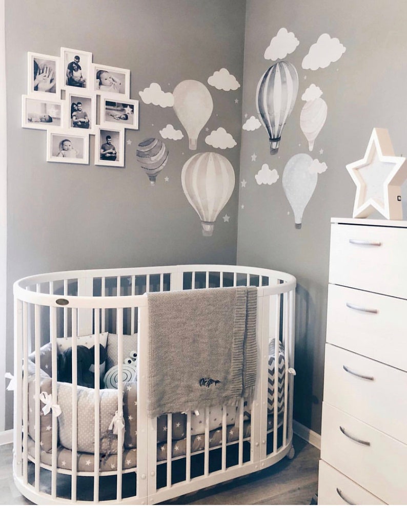 Hot Air Balloon Nursery Wall Decals Watercolor Clouds Wall Etsy